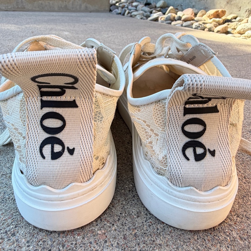 Chloé Lauren Low Top Round Toe Lace Comfort Sneaker Mild Beige Women EU 37 Spain - Picture 13 of 17